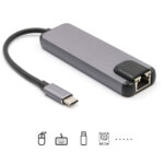 USB-C/Type-C to HD 4K HDMI + RJ45 + USB 3.0 + USB 2.0 + PD 5 in 1 HUB Converter