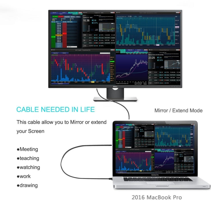 4K 60Hz Type-C to DP DisplayPort Connecting DP Adapter Cable, Cable Length: 1.8m