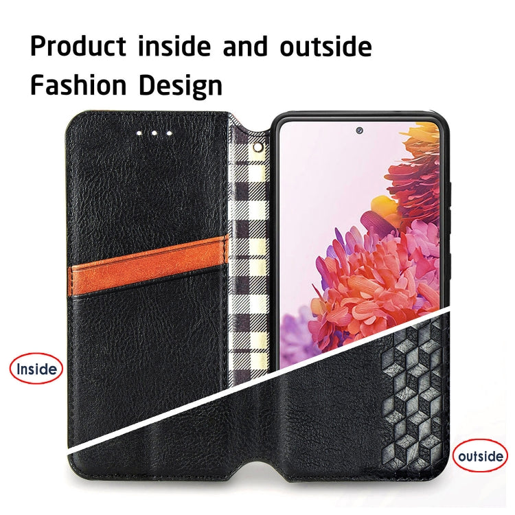 For Galaxy S20 FE(4G/5G) / S20 Lite Cubic Grid Pressed Horizontal Flip Magnetic PU Leather Case with Holder & Card Slots & Wallet(Black)