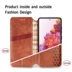 For Galaxy S20 FE(4G/5G) / S20 Lite Cubic Grid Pressed Horizontal Flip Magnetic PU Leather Case with Holder & Card Slots & Wallet(Brown)