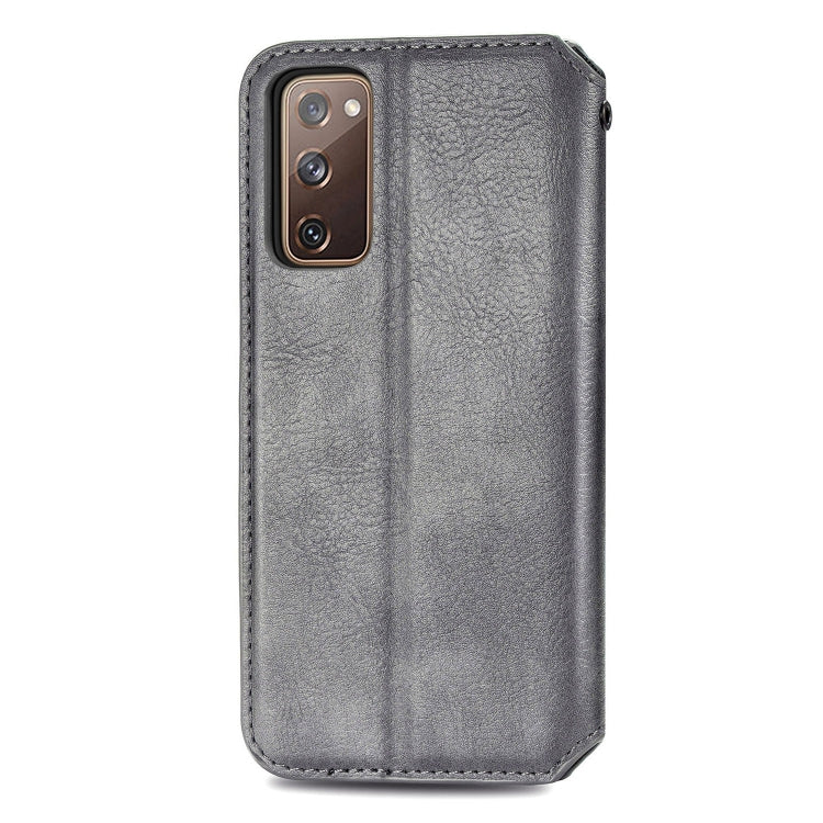 For Galaxy S20 FE(4G/5G) / S20 Lite Cubic Grid Pressed Horizontal Flip Magnetic PU Leather Case with Holder & Card Slots & Wallet(Gray)