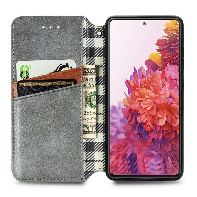 For Galaxy S20 FE(4G/5G) / S20 Lite Cubic Grid Pressed Horizontal Flip Magnetic PU Leather Case with Holder & Card Slots & Wallet(Gray)