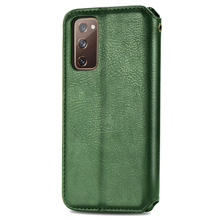 For Galaxy S20 FE(4G/5G) / S20 Lite Cubic Grid Pressed Horizontal Flip Magnetic PU Leather Case with Holder & Card Slots & Wallet(Green)