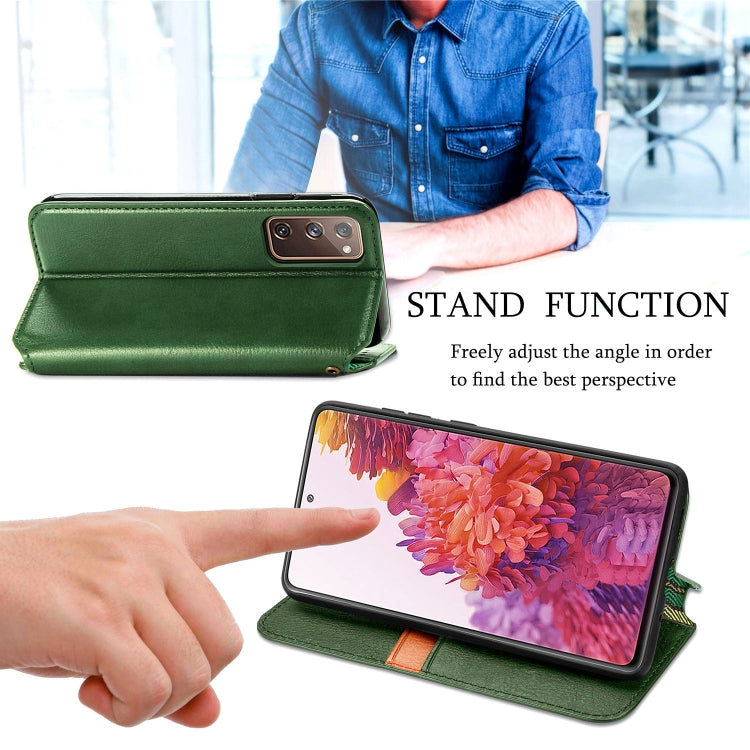 For Galaxy S20 FE(4G/5G) / S20 Lite Cubic Grid Pressed Horizontal Flip Magnetic PU Leather Case with Holder & Card Slots & Wallet(Green)