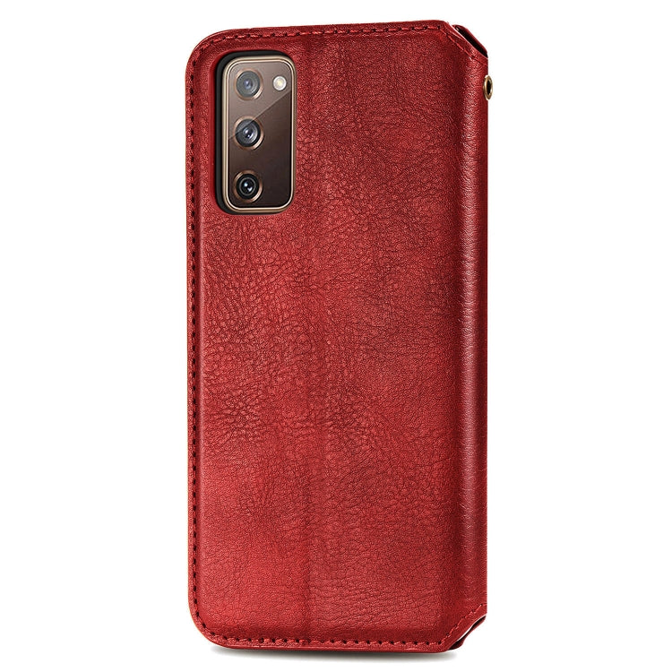 For Galaxy S20 FE(4G/5G) / S20 Lite Cubic Grid Pressed Horizontal Flip Magnetic PU Leather Case with Holder & Card Slots & Wallet(Red)