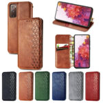 For Galaxy S20 FE(4G/5G) / S20 Lite Cubic Grid Pressed Horizontal Flip Magnetic PU Leather Case with Holder & Card Slots & Wallet(Brown)