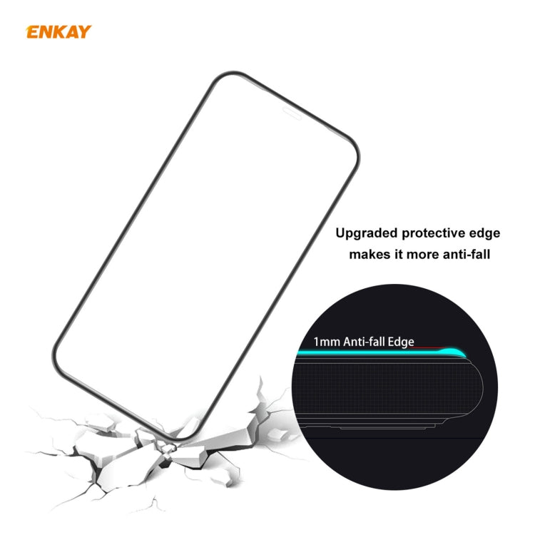 For iPhone 12 / 12 Pro 2pcs ENKAY Hat-Prince Anti-drop Full Glue Tempered Glass Full Screen Film Anti-fall Protector