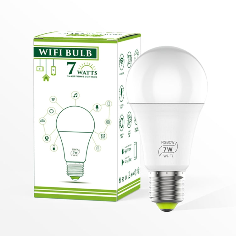 7W  E27 RGBCW WIFI LED smart bulb wireless smart home automation light(RGBCW+Warm White+White)