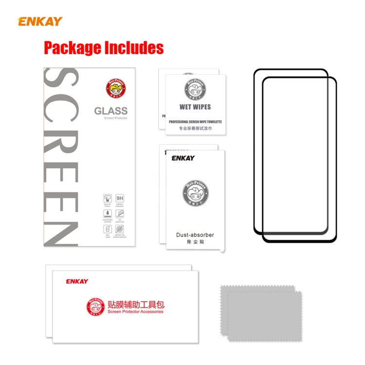 For Samsung Galaxy S21 5G 2pcs ENKAY Hat-Prince Full Glue 0.26mm 9H 2.5D Tempered Glass Full Coverage Film Support Fingerprint Unlock