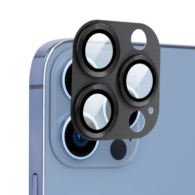 For iPhone 13 Pro / 13 Pro Max ENKAY Aluminium Alloy + Tempered Glass Camera Lens Cover (Black)