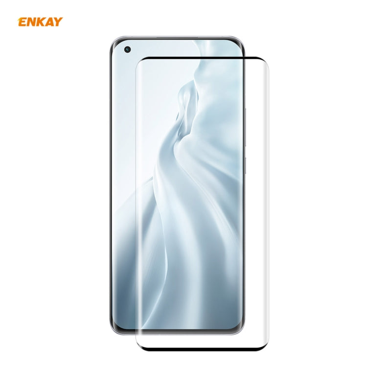 1 PCS For Xiaomi Mi 11 ENKAY Hat-Prince 0.26mm 9H 3D Explosion-proof Full Screen Curved Heat Bending Tempered Glass Film