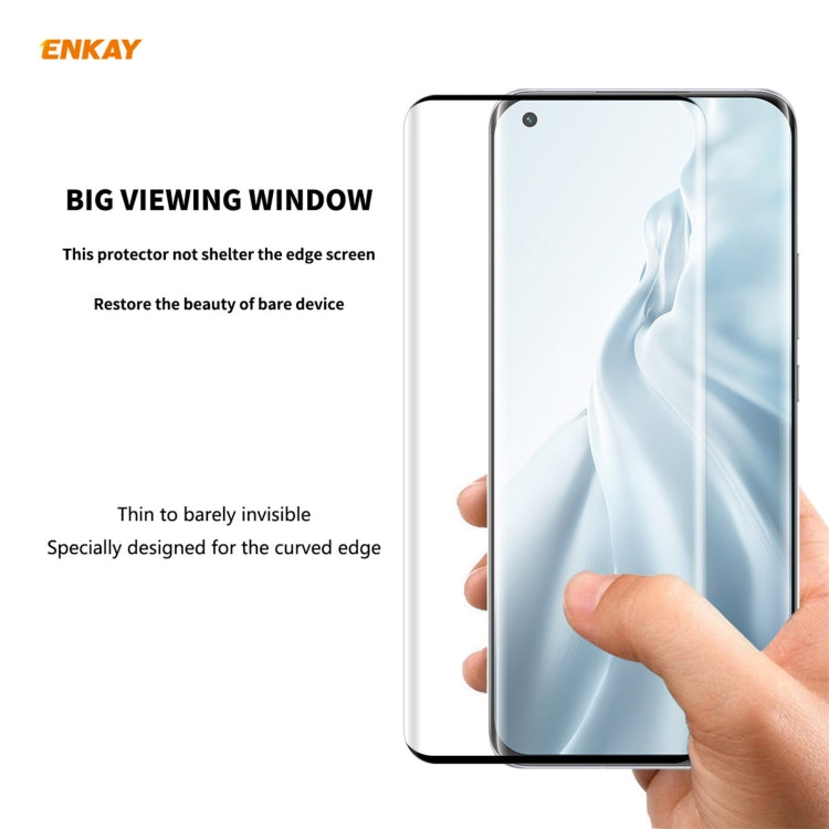 1 PCS For Xiaomi Mi 11 ENKAY Hat-Prince 0.26mm 9H 3D Explosion-proof Full Screen Curved Heat Bending Tempered Glass Film