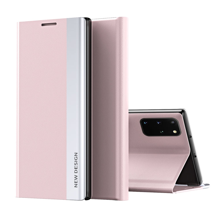 For Samsung Galaxy S20 Side Electroplated Magnetic Ultra-Thin Horizontal Flip Leather Case with Holder(Pink)