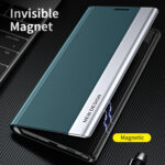 For Samsung Galaxy S20 Side Electroplated Magnetic Ultra-Thin Horizontal Flip Leather Case with Holder(Light Blue)