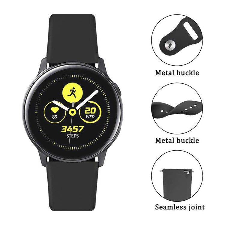 Monochrome Silicone Watch Band for Samsung Galaxy Watch Active 2 22mm(black)