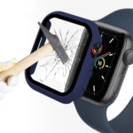 ENKAY Hat-Prince 2 in 1 PC Frame + 9H Tempered Glass Protector Full Coverage Case For Apple Watch Series 8 / 7 41mm(Dark Blue)