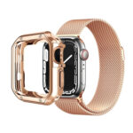 Anti-fall Electroplating TPU Watch Protective Case for Apple 1/2/3/4/5/6/7/SE 42mm/44mm/45mm(Rose Gold)