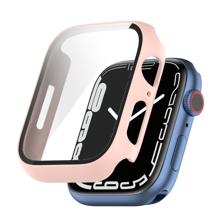 Shockproof PC Protective Case with Tempered Glass Film For Apple Watch Series 8 / 7 45mm(pink)