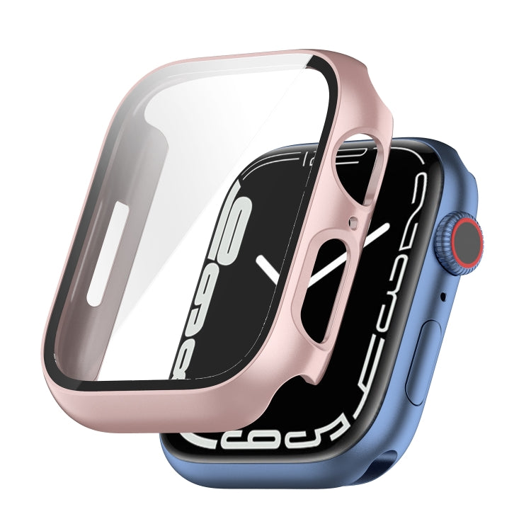 Shockproof PC Protective Case with Tempered Glass Film For Apple Watch Series 8 / 7 45mm(rose gold)