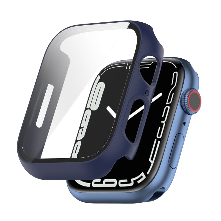 Shockproof PC Protective Case with Tempered Glass Film For Apple Watch Series 8 / 7 45mm(blue)