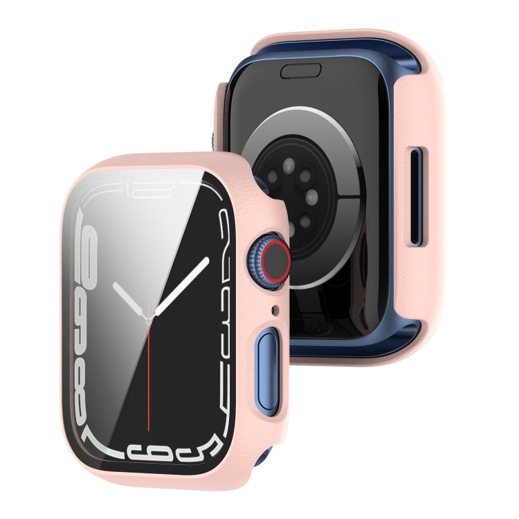 Shockproof PC Protective Case with Tempered Glass Film For Apple Watch Series 8 / 7 45mm(white)