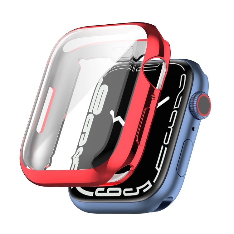 Shockproof TPU Full Protective Shell with Protective Film For Apple Watch Series 8 / 7 45mm(Red)