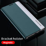 For Samsung Galaxy S22 Ultra 5G Side Electroplated Magnetic Ultra-Thin Horizontal Flip Leather Case with Holder(Red)