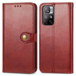 For Xiaomi Redmi Note 11S / Note 11 4G Global Retro Solid Color Buckle Leather Phone Case(Red)