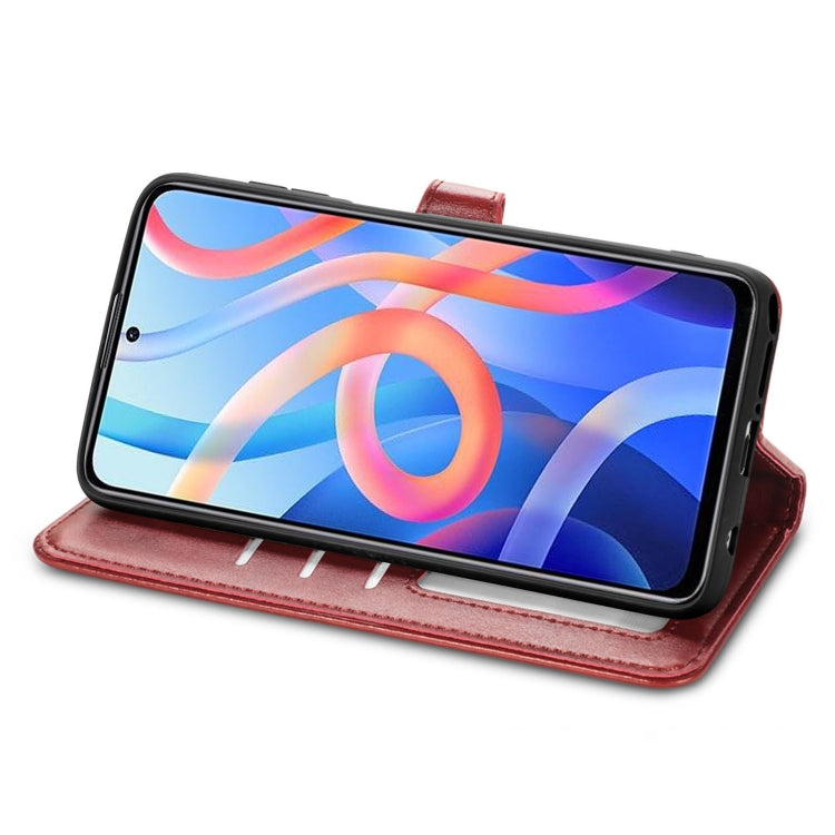 For Xiaomi Redmi Note 11S / Note 11 4G Global Retro Solid Color Buckle Leather Phone Case(Red)