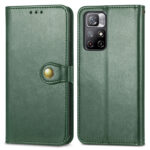 For Xiaomi Redmi Note 11S / Note 11 4G Global  Retro Solid Color Buckle Leather Phone Case(Green)