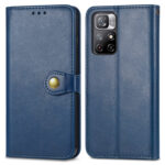 For Xiaomi Redmi Note 11S / Note 11 4G Global  Retro Solid Color Buckle Leather Phone Case(Blue)