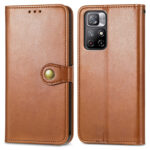 For Xiaomi Redmi Note 11S / Note 11 4G Global Retro Solid Color Buckle Leather Phone Case(Brown)