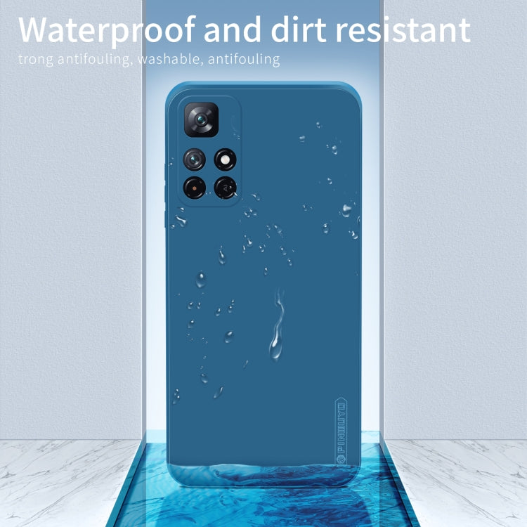 For Xiaomi Redmi Note 11 / Poco M4 Pro 5G PINWUYO Liquid Silicone TPU Phone Case(Blue)