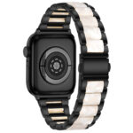 Metal + Resin Watch Band For Apple Watch Series 8&7 41mm / SE 2&6&SE&5&4 40mm / 3&2&1 38mm(Black White)