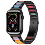 Metal + Resin Watch Band For Apple Watch Series 8&7 41mm / SE 2&6&SE&5&4 40mm / 3&2&1 38mm(Black Color)