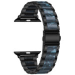 Metal + Resin Watch Band For Apple Watch Series 8&7 41mm / SE 2&6&SE&5&4 40mm / 3&2&1 38mm(Black Blue)