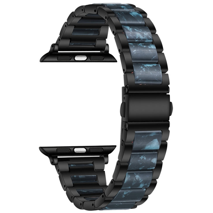 Metal + Resin Watch Band For Apple Watch Series 8&7 41mm / SE 2&6&SE&5&4 40mm / 3&2&1 38mm(Black Blue)