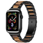 Metal + Resin Watch Band For Apple Watch Series 8&7 41mm / SE 2&6&SE&5&4 40mm / 3&2&1 38mm(Black Brown)