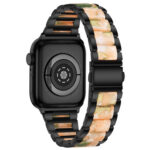 Metal + Resin Watch Band For Apple Watch Series 8&7 41mm / SE 2&6&SE&5&4 40mm / 3&2&1 38mm(Black Pink)