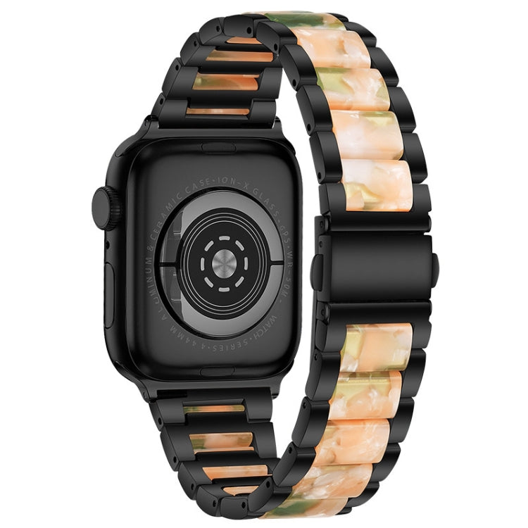 Metal + Resin Watch Band For Apple Watch Series 8&7 41mm / SE 2&6&SE&5&4 40mm / 3&2&1 38mm(Black Pink)