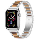 Metal + Resin Watch Band For Apple Watch Series 8&7 41mm / SE 2&6&SE&5&4 40mm / 3&2&1 38mm(Silver Brown)