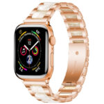 Metal + Resin Watch Band For Apple Watch Series 8&7 41mm / SE 2&6&SE&5&4 40mm / 3&2&1 38mm(Rose Gold White)