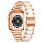 Metal + Resin Watch Band For Apple Watch Series 8&7 41mm / SE 2&6&SE&5&4 40mm / 3&2&1 38mm(Rose Gold White)