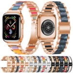 Metal + Resin Watch Band For Apple Watch Series 8&7 41mm / SE 2&6&SE&5&4 40mm / 3&2&1 38mm(Black White)