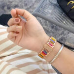 Metal + Resin Watch Band For Apple Watch Series 8&7 41mm / SE 2&6&SE&5&4 40mm / 3&2&1 38mm(Rose Gold Blue)