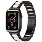 Metal + Resin Watch Band For Apple Watch Ultra 49mm / Series 8&7 45mm / SE 2&6&SE&5&4 44mm / 3&2&1 42mm(Black White)