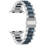 Metal + Resin Watch Band For Apple Watch Ultra 49mm / Series 8&7 45mm / SE 2&6&SE&5&4 44mm / 3&2&1 42mm(Silver Blue)