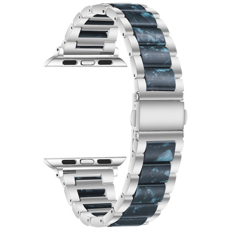 Metal + Resin Watch Band For Apple Watch Ultra 49mm / Series 8&7 45mm / SE 2&6&SE&5&4 44mm / 3&2&1 42mm(Silver Blue)