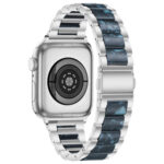 Metal + Resin Watch Band For Apple Watch Ultra 49mm / Series 8&7 45mm / SE 2&6&SE&5&4 44mm / 3&2&1 42mm(Silver Blue)