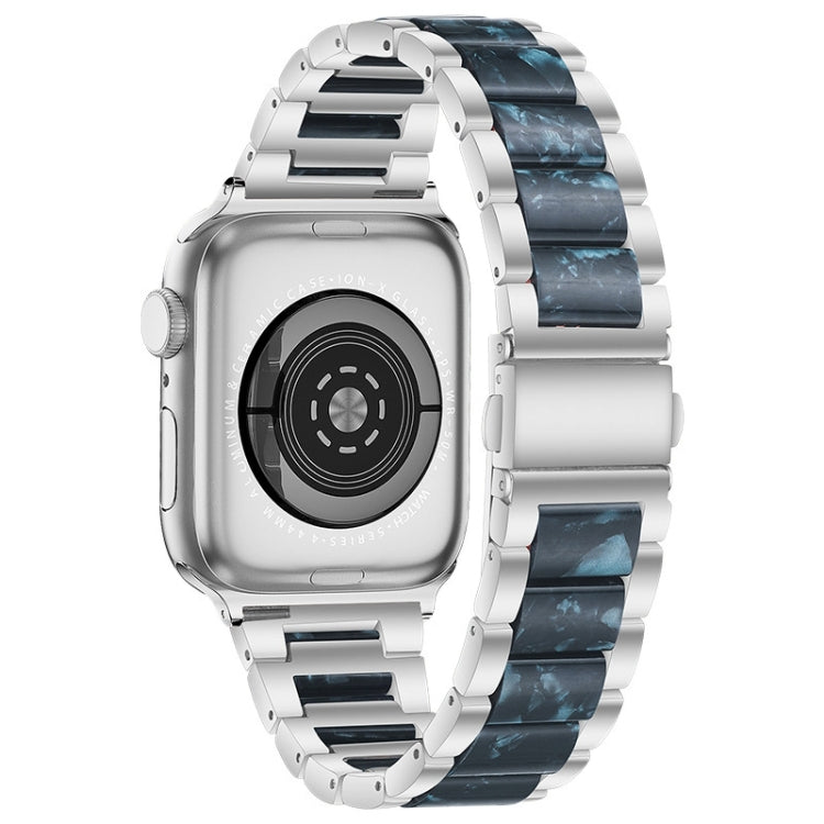 Metal + Resin Watch Band For Apple Watch Ultra 49mm / Series 8&7 45mm / SE 2&6&SE&5&4 44mm / 3&2&1 42mm(Silver Blue)